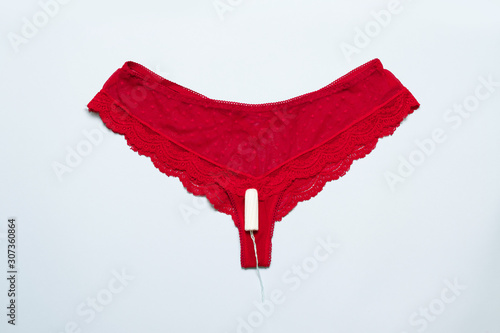 Womens lace red panties with protection against critical days