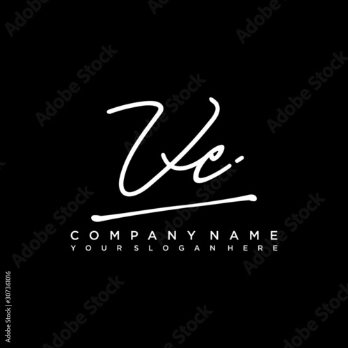 VC initials signature logo. Handwriting logo vector templates. Hand drawn Calligraphy lettering Vector illustration.