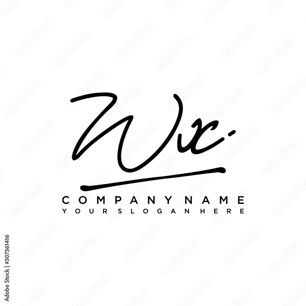WX initials signature logo. Handwriting logo vector templates. Hand drawn Calligraphy lettering Vector illustration. WX initials signature logo. Handwriting logo vector templates. Hand drawn Calligraphy lettering Vector illustration.