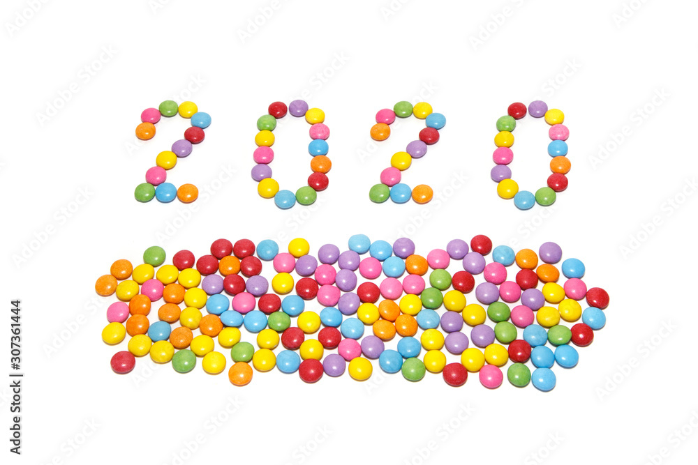 Two thousand and twentieth from multicolored candy