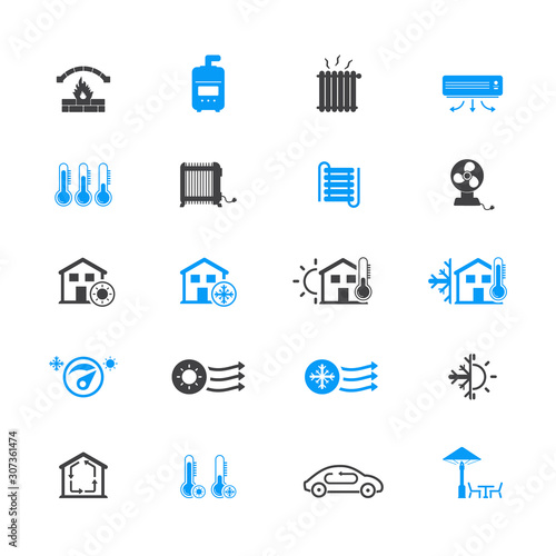 Heating and cooling systems icon set	