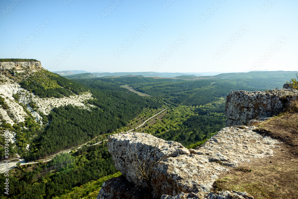 Obraz premium Summer natural landscape. View from the high mountains down