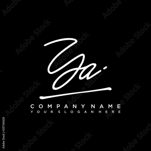 YA initials signature logo. Handwriting logo vector templates. Hand drawn Calligraphy lettering Vector illustration.