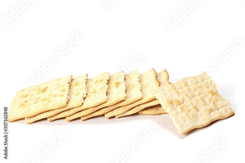 heap of bread cracker isolated on white background with copy space for your text