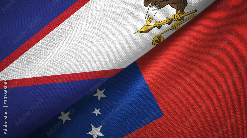 American Samoa and Samoa two flags textile cloth, fabric texture American Samoa and Samoa two flags textile cloth, fabric texture