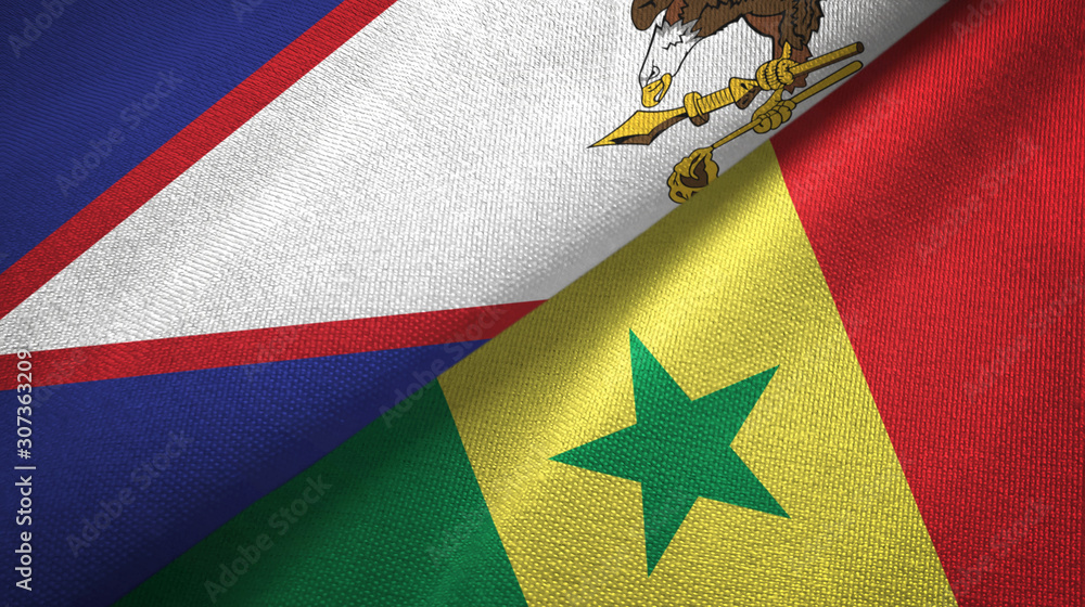 American Samoa and Senegal two flags textile cloth, fabric texture American Samoa and Senegal two flags textile cloth, fabric texture