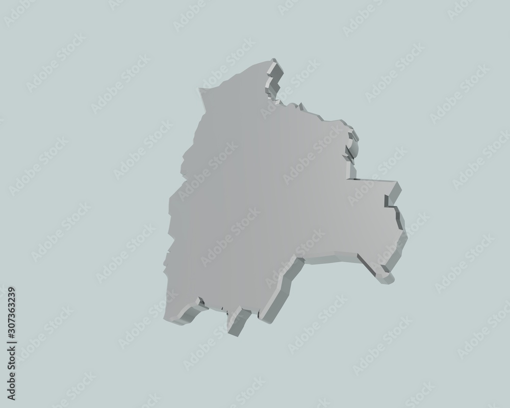 3d illustration of map of bolivia