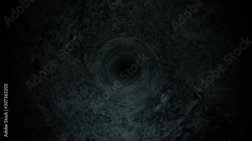 Abstract Dark 3d Tunnel Seamless Looping/ 4k animation of an abstract textured background with dark tunnel and concrete ground seamless zooming in photo