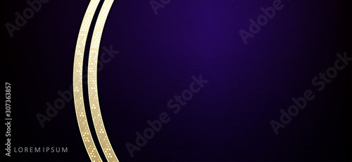 Dark purple texture background with two golden arcs with shiny mosaic