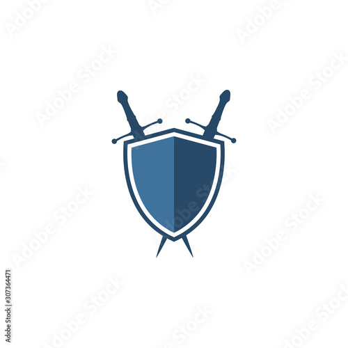 sword and shield logo vector design template