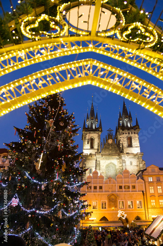 Old Town square, Christmas market in Prague (UNESCO), Czech republic