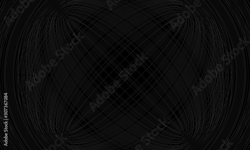 Gray geometric figure on a black background. Crossed ellipses. Abstract painting. Vector illustration.