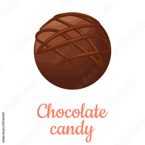 Chocolate candy cartoon illustration, isolated chocolate sweet dessert icon.