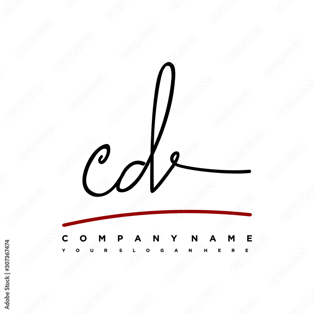 CD signature initials. Handwritten logo vector template with red underline. Illustration of hand drawn calligraphy Illustration. CD signature initials. Handwritten logo vector template with red underline. Illustration of hand drawn calligraphy Illustration.