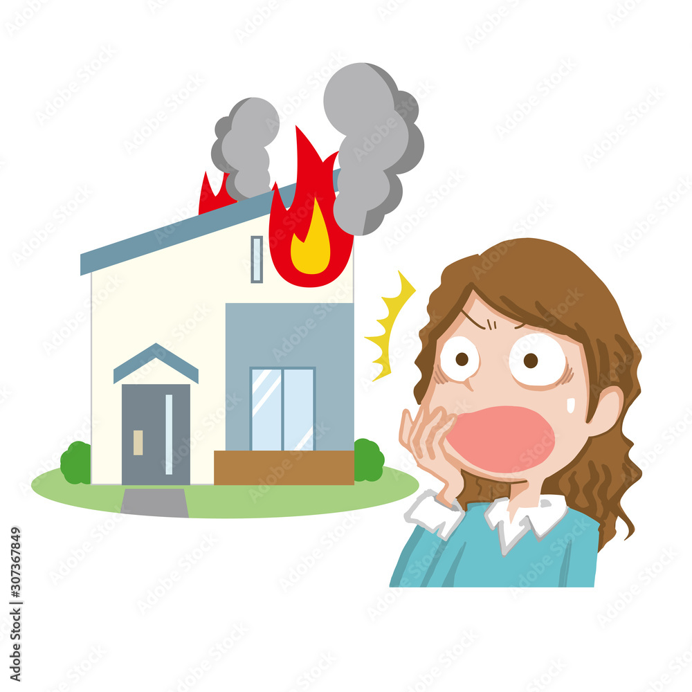 火事 驚く 女性 災害 火災 Stock Vector Adobe Stock