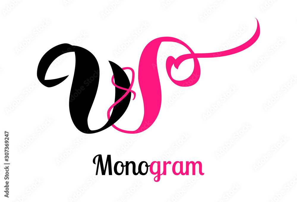 Brush pen calligraphy monogram design - letter W Brush pen calligraphy monogram design - letter W