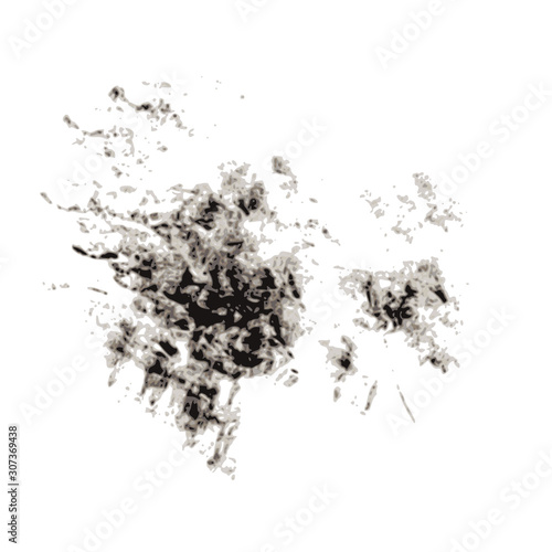 Black ink blotch isolated on white background