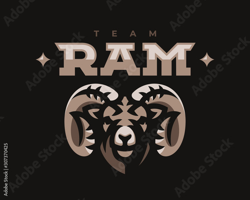 Ram modern mascot logo. Aries emblem design editable for your business. Vector illustration.