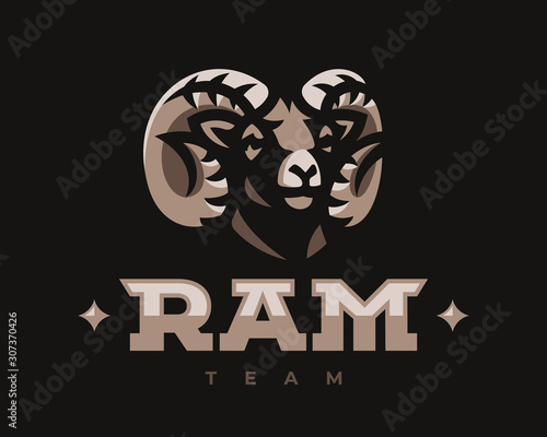 Ram modern mascot logo. Aries emblem design editable for your business. Vector illustration.