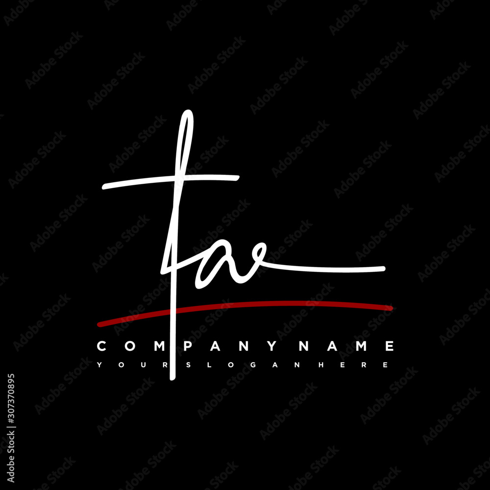 TA signature initials. Handwritten logo vector template with red underline. Hand drawn Calligraphy lettering Vector illustration. TA signature initials. Handwritten logo vector template with red underline. Hand drawn Calligraphy lettering Vector illustration.
