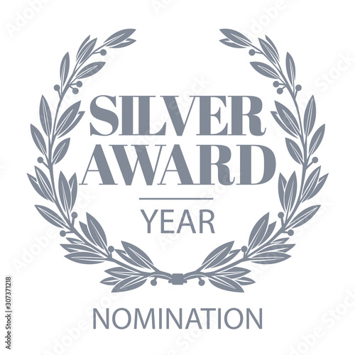 Detailed Silver Award Laurel Wreath Icon photo