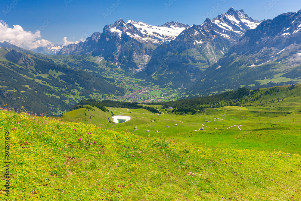 View of the Swiss Alps near the city of Lauterbrunnen. Switzerland. View of the Swiss Alps near the city of Lauterbrunnen. Switzerland.