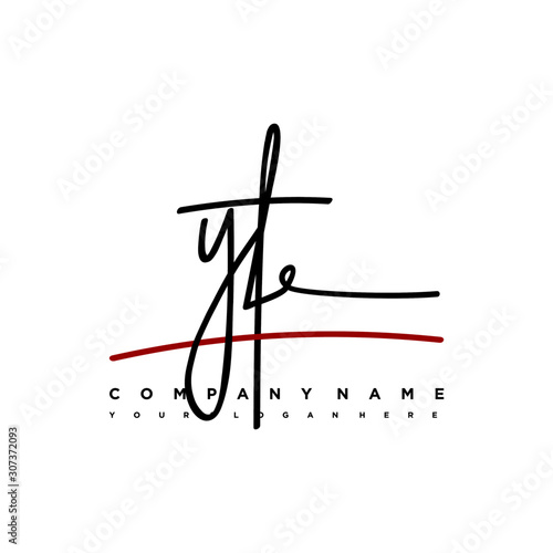 YT initials signature logo. Handwritten vector logo template connected to a circle. Hand drawn Calligraphy lettering Vector illustration.