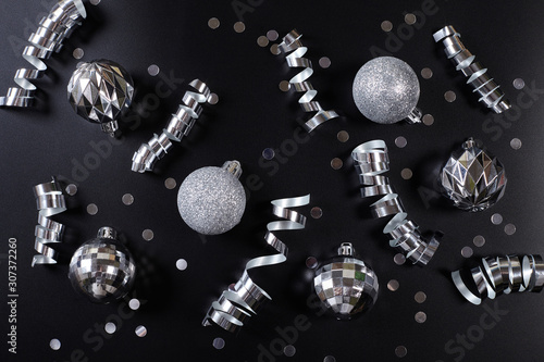 Christmas decorations on black bacground.