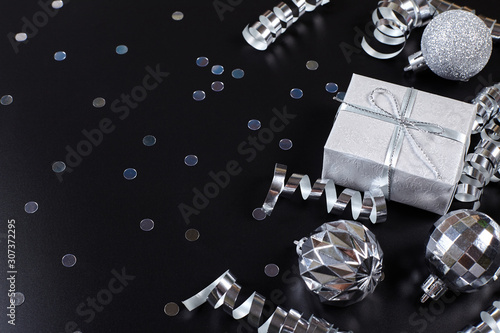 Christmas decoration on black background.