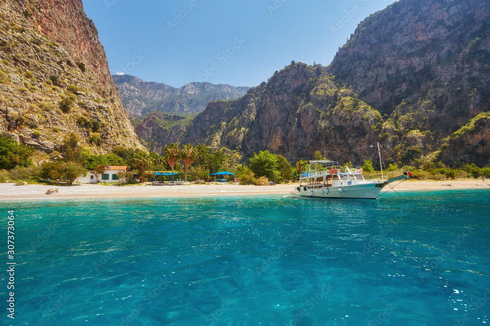 Tourists visit famous Butterfly Valley beach