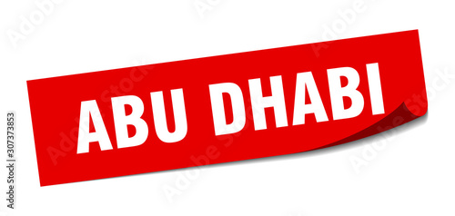Abu Dhabi sticker. Abu Dhabi red square peeler sign