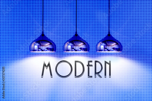 modern lamps on a halftone background of blue wall