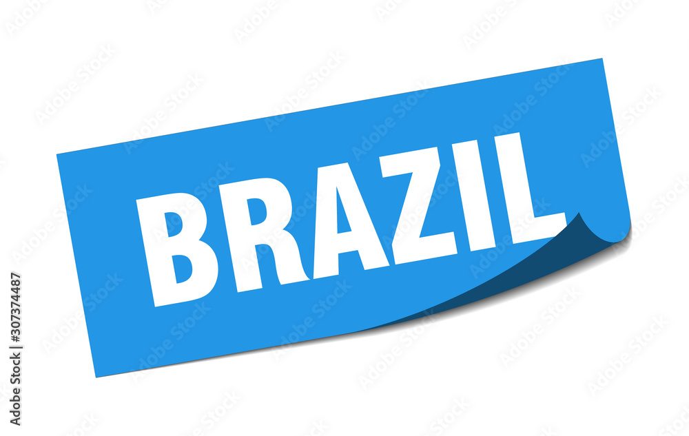 Brazil sticker. Brazil blue square peeler sign Brazil sticker. Brazil blue square peeler sign