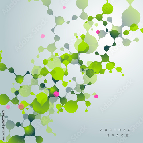 Science background with cells. Vector biology and medicine and bacteria and DNA design illustration