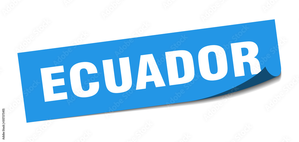 Ecuador sticker. Ecuador blue square peeler sign