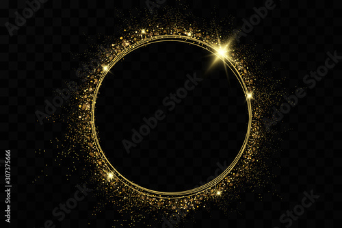 Golden ring.Vector luxury sparkling frame.Christmas decoration.