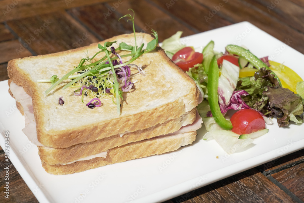 Sandwich on a restaurant table Sandwich on a restaurant table