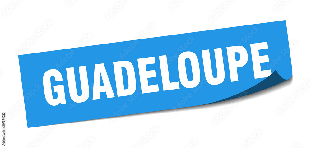 Guadeloupe sticker. Guadeloupe blue square peeler sign