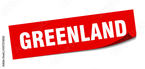 Greenland sticker. Greenland red square peeler sign