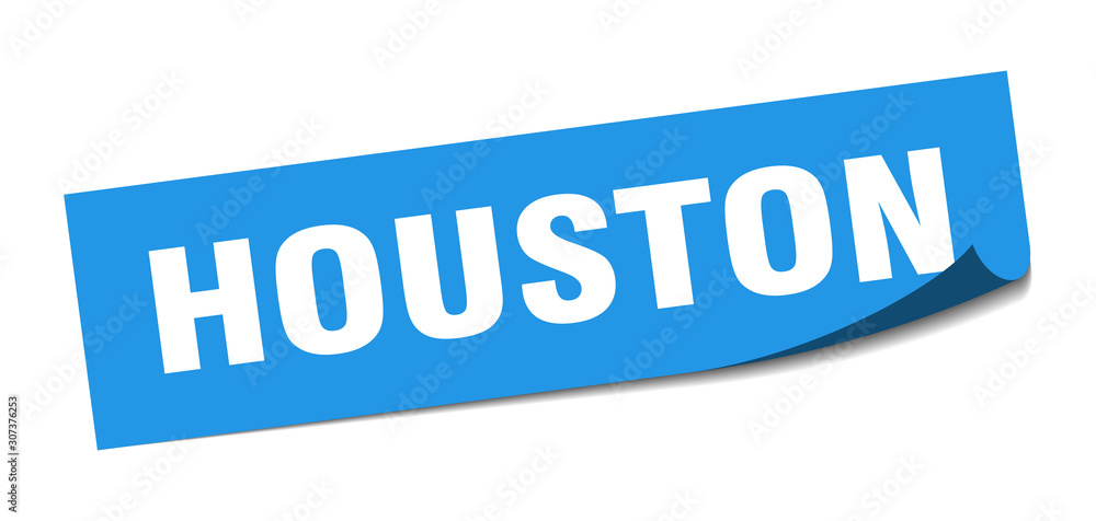 Houston sticker. Houston blue square peeler sign Houston sticker. Houston blue square peeler sign