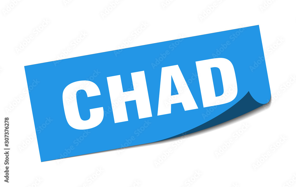 Chad sticker. Chad blue square peeler sign Chad sticker. Chad blue square peeler sign