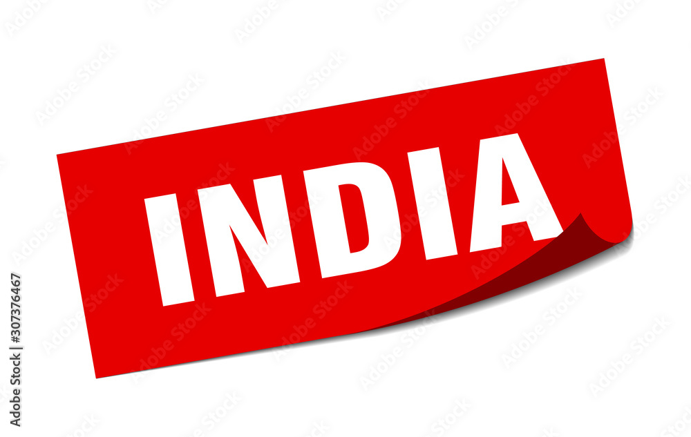 India sticker. India red square peeler sign India sticker. India red square peeler sign