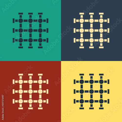 Color Prison window icon isolated on color background. Vintage style drawing. Vector Illustration