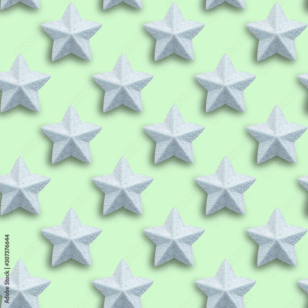 Seamless Christmas pattern with stars on mint background. Seamless Christmas pattern with stars on mint background.
