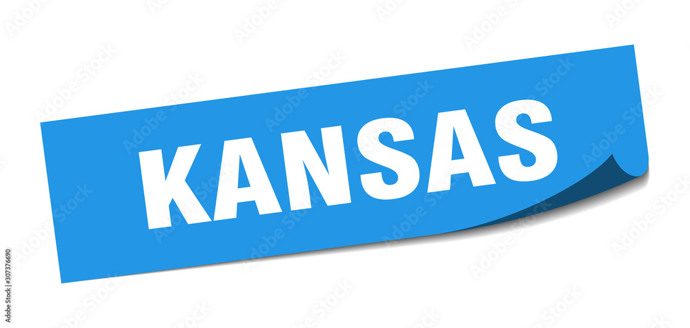 Kansas sticker. Kansas blue square peeler sign Kansas sticker. Kansas blue square peeler sign