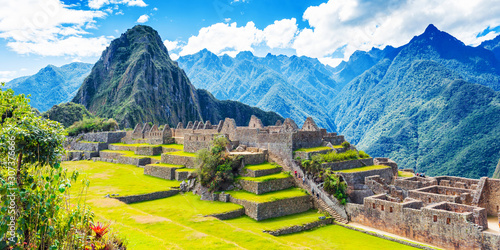 View of the ancient city of Machu Picchu, Peru. photo
