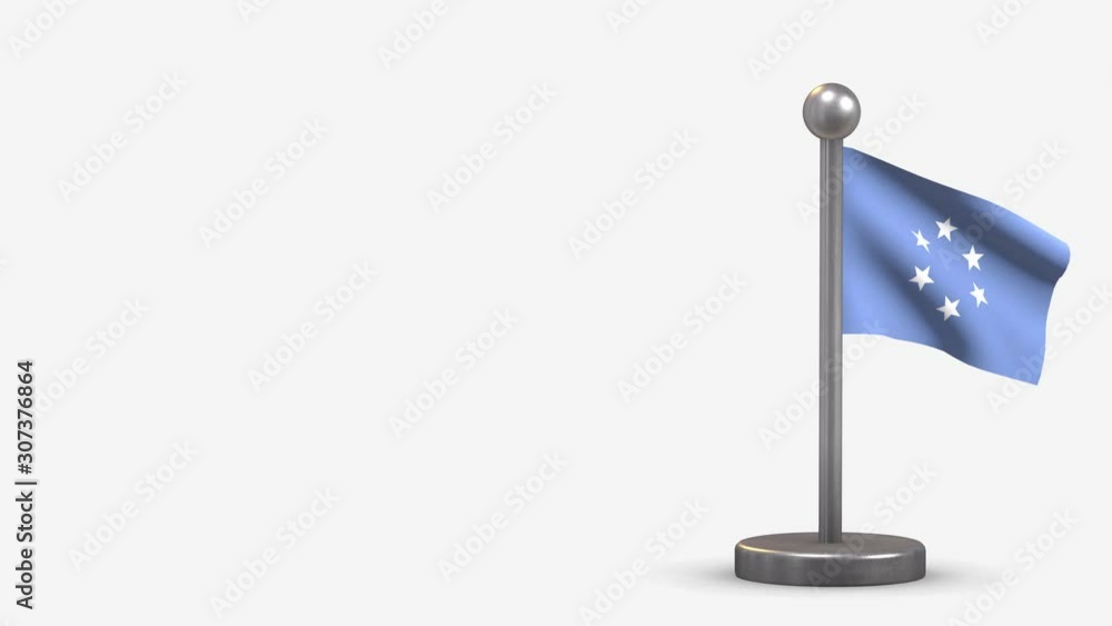 Trust Territory Of The Pacific Islands 3D waving flag animation on tiny flagpole. Trust Territory Of The Pacific Islands 3D waving flag animation on tiny flagpole.