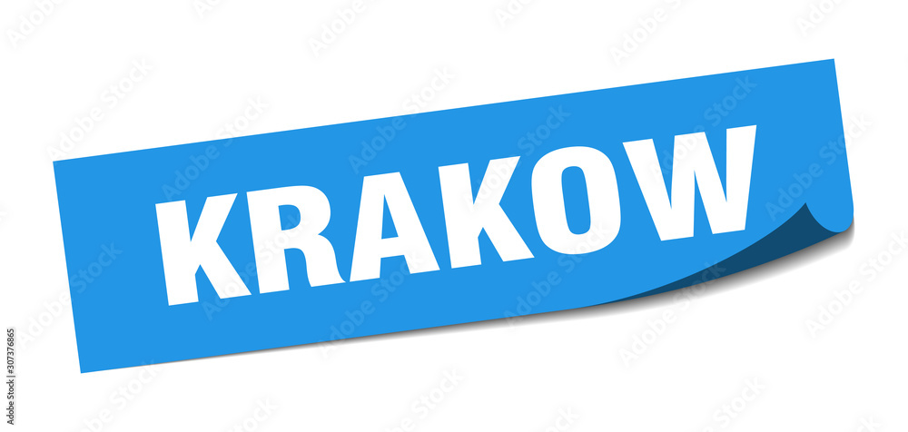 Krakow sticker. Krakow blue square peeler sign