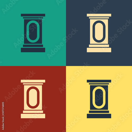 Color Stage stand or debate podium rostrum icon isolated on color background. Conference speech tribune. Vintage style drawing. Vector Illustration