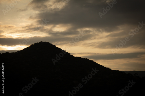 Nice silhouette effect of mountain during the sunset, Mettur, India